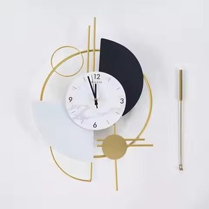 Modern Abstract Geometric Wall Clock Quartz Analog Metal Minimalist Design Black White Gold Living Room Decor Hanging Clock - Product Image 5