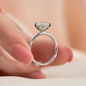 Round Cut 3.25 CT Lab Grown Diamond Ring 14K White Gold Hidden Halo Solitaire Engagement Ring 2 MM Rounded Band Bridal Jewelry - Product Image 6