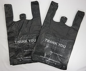 เสื้อยืดพลาสติกผ้า HDPE มีรูรับแสงด้านข้างสำหรับใช้ในซูเปอร์มาร์เก็ตและขยะสีดำบรรจุภัณฑ์สำหรับงานหนัก - Product Image 4