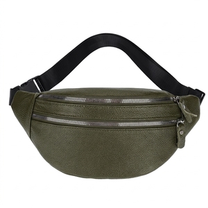 Sac banane unisexe en cuir véritable, forme baril, avec double fermeture éclair, imperméable, motif dessin animé, pour usage quotidien et extérieur - Product Image 3
