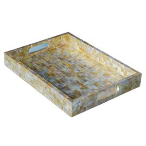 Plato de nácar hecho a mano para comedor de lujo, hotel y sala de estar, bandeja de servicio multifunción elegante RefinedPearl - Product Image 3