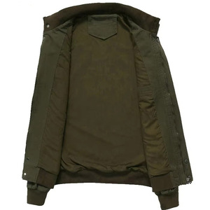 Olive Drab Stand Collar Utility Bomber Jacket Men Premium Cotton Twill Zip Front OEM Casual Outerwear - Product Image 5