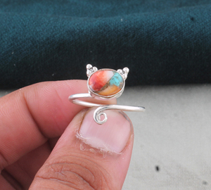 Wholesale Spiny Oyster Copper Amethyst 925 Sterling <b>Silver</b> Classic Party Cute Animal Cat <b>Adjustable</b> <b>Ring</b> Supplier - Product Image 1