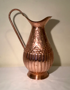 Vintage <b>Copper</b> Pitcher With Floral Engraving And Curved <b>Handle</b> For Drinks Custom Height Durable Metal Design - Product Image 4