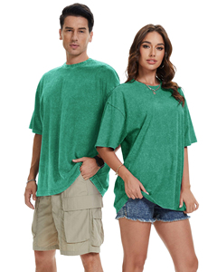 เสื้อยืดทรงหลวมแบบดรอปโชว์เดอร์ ล้างสีแบบแอซิดวอช น้ำหนัก 280 กรัม คอกลม แขนสั้น สีพื้น สไตล์วินเทจ สำหรับผู้ชายและผู้หญิง - Product Image 2