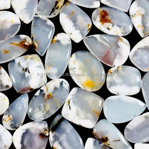 Vente en gros de cabochons d'opale dendritique naturelle, pierres précieuses de haute qualité, blanc et noir mélangés, formes variées pour la fabrication de bijoux pour femmes - Product Image 4