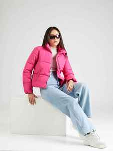 Veste matelassée rose pour femme, manches longues, fermeture éclair, col montant, vêtement d'hiver, couleur unie, matière polyester - Product Image 5