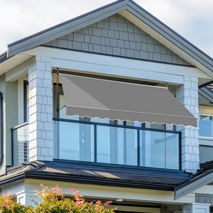 Tenda da Sole Retrattile Grigia 300 cm L x 120 cm P x 200 cm-300 cm A in Poliestere Spalmato per Ombreggiatura Autoportante - Product Image 4