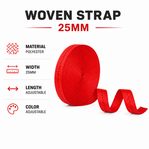 Rouleau de sangle élastique en polyester à chevrons 25 mm pour la fixation de cargaisons, haute résistance, qualité industrielle, matériau tissé, directement de l'usine OEM - Product Image 4
