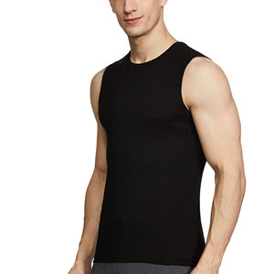 Débardeur noir sans manches pour homme, col rond, tricoté, couleur unie, coupe ajustée - Product Image 4