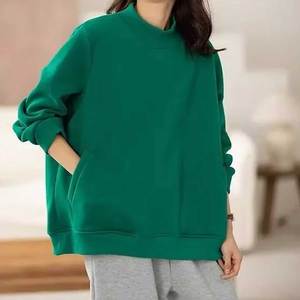 Sudadera de Cuello Alto para Mujer, Superventas, Transpirable, Hombros Caídos, Mangas Largas, 100% Algodón, Estilo Casual - Product Image 4