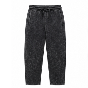 Pantalones Jogger de Felpa con Lavado Ácido y Cintura Alta, Estilo Vintage, Corte Relajado, Ropa Casual Urbana Unisex, Proveedor Mayorista de Ropa - Product Image 6
