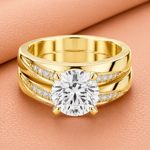 Bague de fiançailles en diamant taille ovale, baguette conique, or massif 14 carats plaqué rhodium, diamants classiques de luxe pour femme certifiés IGI - Product Image 3