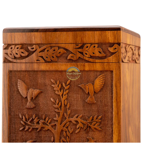 AYAANS Rosewood wooden Hand Carved Wooden Hot Selling cremation Urn Box for Adult Ashes Wholesale Cremation Urns (6X6X11)IN - Product Image 5