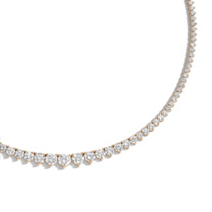 Rose Gold 14K Graduated Tennis <b>Necklace</b> with Brilliant Cut Lab Grown Diamonds IGI Certified Luxury Wedding Engagement Jewelry - Product Image 3