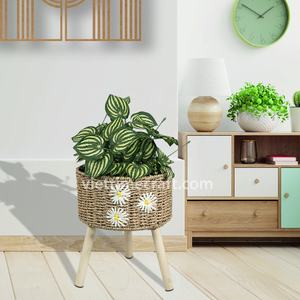 Venta al por mayor Maceta de algas marinas con patas de madera, maceta ecológica para sala de estar, cocina y tiendas minoristas de Vietnam - Product Image 5