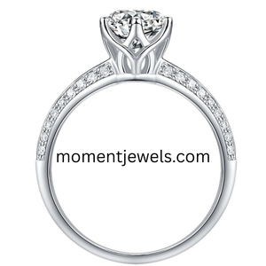 Anillo de Compromiso de Plata de Ley 925 con Moissanita, Corte Brillante Redondo, Engaste de Puntas, Joyería para Aniversario de Bodas - Product Image 3