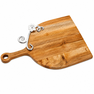Wood Cheese Board Luxury <b>Floral</b> Metal Inlay Charcuterie Serving Platter Decorative Wooden Tray for Restaurant Hotel Catering - Product Image 3