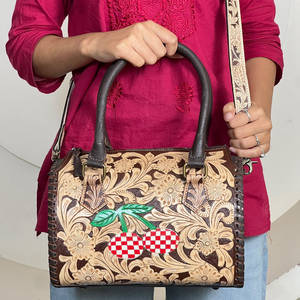 Nouveaux sacs de voyage élégants en cuir artisanal à motifs damier cerise, grande capacité, avec fermeture éclair, sacs bandoulière Speedy - Product Image 2