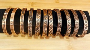 Pure Copper <b>Adjustable</b> <b>Bracelet</b> Copper Cuff Bangle-Personalized Reactive Printing Handmade India Non Toxic Polished Home - Product Image 4