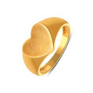Velvet Heart <b>Signet</b> Gold <b>Ring</b> Premium Elegant Heart Shape Gold Tone <b>Ring</b> for <b>Women</b> Minimalist Wide Band Statement Fashion <b>Ring</b> - Product Image 1