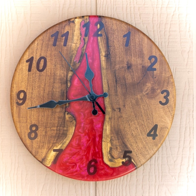 White Epoxy Wooden Wall Clock Handmade