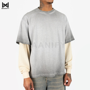 Camiseta Oversize de Moda para Hombre con Hombros Caídos, Estilo Urbano, Manga con Capas, Efecto Desgastado por el Sol, la Más Vendida de la Marca MAANIFY - Product Image 1