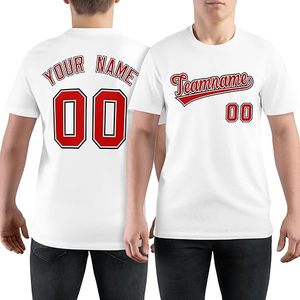 T-shirt rouge personnalisé à manches courtes pour hommes, avec impression du numéro et du nom, col rond, coupe décontractée - Product Image 6
