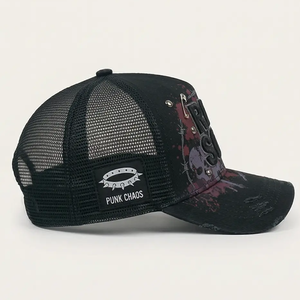 Casquette Trucker Unisexe pour Enfants EMO REVIVAL en Tissu Mesh Style Punk avec Fermeture Arrière Réglable et Broderie Décorative à Lettres - Product Image 2