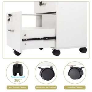 FCH Three <b>Drawers</b> Wooden <b>Filing</b> Cabinet with White Wood Grain Density Board for Organization - Product Image 5