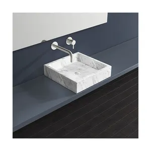 Modern Designs Square Calacatta Viola Marble Stone Bathroom Sink