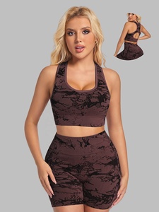 Ensemble short et soutien-gorge de yoga pour femme avec logo personnalisé, tenue de sport sans couture, taille haute, respirante et extensible - Product Image 2