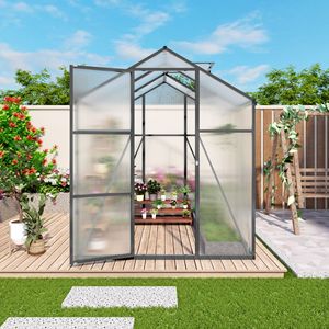 Nuova Serra in Policarbonato 6x6 FT Antivento con Base Rialzata in Alluminio Rinforzato per Uso in Giardino - Product Image 1