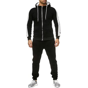 Ensembles de survêtements en polyester et élasthanne de haute qualité, vêtements de sport unis pour l'automne, ensembles de survêtements pour hommes en 2 pièces - Product Image 2