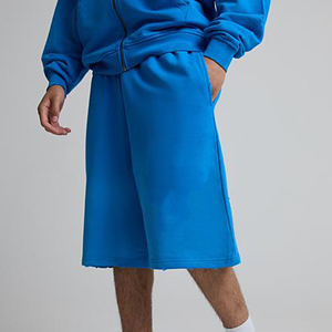 Fabricants de vêtements sur mesure en gros – Bermuda décontracté uni en polyester/coton respirant et éco-responsable pour hommes avec taille élastique - Product Image 1