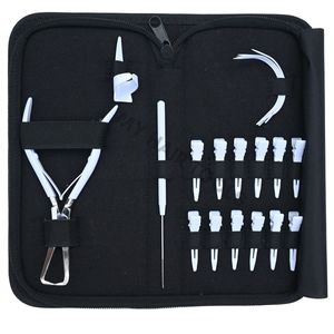Kit d'outils professionnels pour extensions de cheveux : Pince à micro-perles blanches, outil de tirage à boucle, aiguilles à doigts pour séparation, dans un étui de transport - Product Image 6