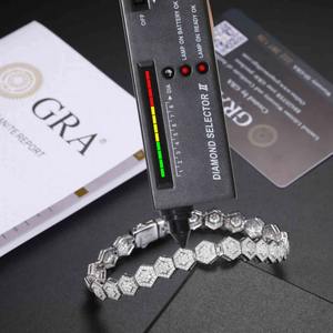 Iced Out Hip Hop Moissanite Round Brilliant Cut Diamond Tennis <b>Bracelet</b> <b>Solid</b> 925 <b>Silver</b> Diamond Jewelry Hexagon <b>Bracelet</b> - Product Image 5