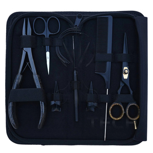 Good Supplier OEM ODM Service Best Seller Wholesale Rate Heavy-Duty Stainless Steel Matte Black Hair Extension Stylist <b>Tool</b> Kit - Product Image 1