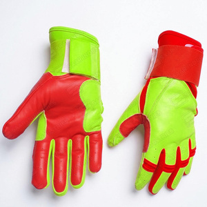 Guantes de Bateo de Cuero Rojos y Verdes con Cierre de Velcro, Unisex, para Adultos, Duraderos, Ecológicos, de Secado Rápido, Tallas XXL y XL - Product Image 1