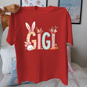 GIGI en grandes lettres ludiques pur coton Tshirt femme confort fit - Product Image 4
