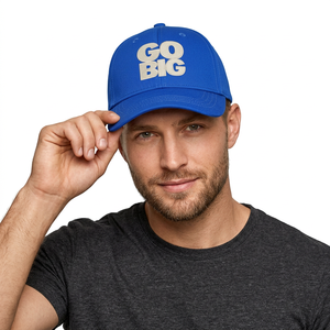 Casquette de baseball brodée Go Big bleue à 6 panneaux unisexe décontractée - Product Image 2