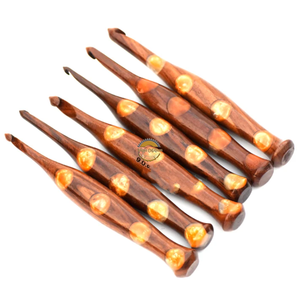Wooden Crochet Hooks <b>Set</b> of 7 for Knitting Crocheting Sizes Engraved Rosewood Wooden Handicrafts Great Gift Item by AYAANS - Product Image 1