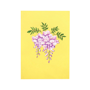 Carte pop-up 3D sur le thème des fleurs de glycine, carte de vœux florale 3D avec enveloppe, carte de vœux élégante faite à la main, spéciale pour les cadeaux - Product Image 3