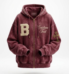 Fabricant de sweats à capuche en molleton surdimensionnés en marque privée, fournisseur en gros de sweats à capuche en molleton pour les marques de mode - Product Image 1