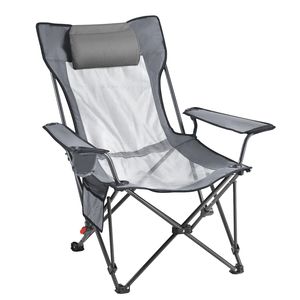 Chaise de camping pliable portable pour adultes, 4 positions réglables, chaise longue de plage en maille avec appui-tête et repose-pieds, chaise inclinable - Product Image 4