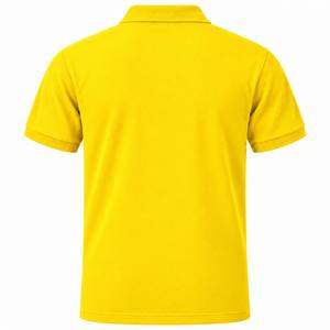 <b>Yellow</b> <b>Men</b> Embroidered Solid <b>for</b> <b>Shirt</b> Short Sleeve Regular Fit Knitted Cotton Pique Collar Button Front Casual Uniform Wear XL - Product Image 2