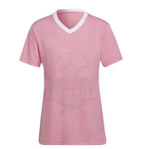 Women V-Neck Short Sleeve T-<b>Shirt</b> Pink 100% Polyester Quick Dry Casual Spring Summer Regular Fit - Product Image 5