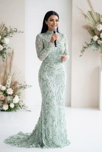 Nouvelle Arrivée 2026 – Robe de Soirée Sirène à Col Montant et Paillettes, Motif Géométrique Perlé, Manches Longues, Robe de Bal de Luxe pour Femme, Tenue de Soirée - Product Image 2