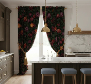 Cortinas Decorativas de Lujo con Diseño Floral de Tulipanes, Panel Botánico Denso, Bloqueo de Luz del 70%, para Hogar y Hotel - Product Image 4