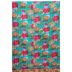 Nouvelle Couette Kantha en Coton Faite à la Main, Motif Indien Imprimé en Patchwork, Magnifique Décoration d'Intérieur, Jeté de Lit, Couvre-lits de Créateur, Vente en Gros - Product Image 1
